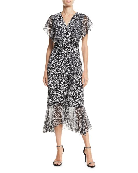 michael kors floral wrap dress|michael kors ruffle dress.